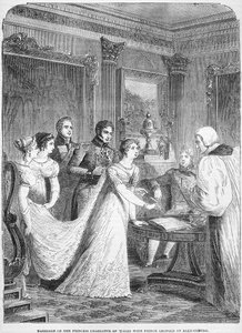 Het huwelijk van prinses Charlotte van Wales met prins Leopold van Saksen-Coburg, 2 mei 1816 door English School