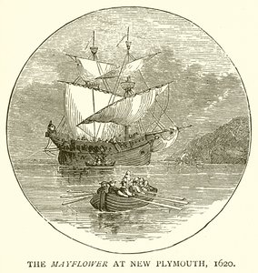 De Mayflower bij New Plymouth, 1620 door English School