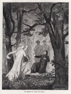 De ontmoeting van "Dante en Matilda" (gravure) door English School