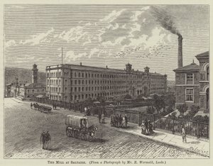 De molen van Saltaire (gravure) door English School