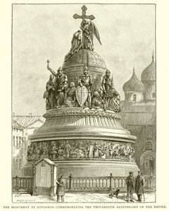 Het monument in Novgorod ter herdenking van het duizendjarig bestaan van het rijk, 1862