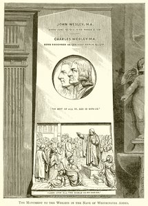 Het monument voor de Wesleys in het schip van Westminster Abbey door English School