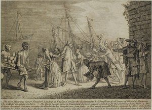 De Zeer Illustere Signor Senesinos Landing in Engeland, ca. 1726 door English School