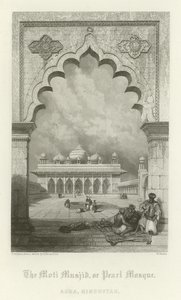 De Moti Musjid, of Parelmoskee, Agra, India door English School