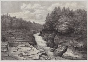 De natuurlijke trappen aan de rivier Montmorency, nabij Quebec (gravure) door English School