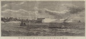 Het nieuwe fort bij Sandy Hook, bij de ingang van de baai van New York (gravure) door English School