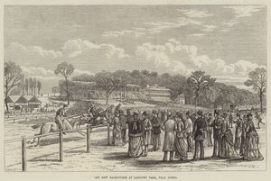 De nieuwe renbaan in Sandown Park, nabij Esher (gravure) door English School