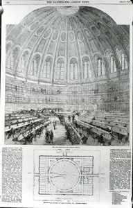 De nieuwe leeszaal, British Museum, gepubliceerd in The Illustrated London News, 9 mei 1857 door English School