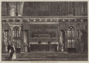 Het nieuwe altaarstuk in Westminster Abbey (gravure) door English School