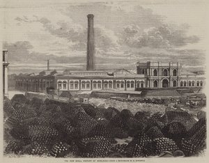 De nieuwe granatenfabriek in Woolwich (gravure) door English School