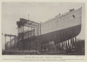 De nieuwe White Star Liner, "Oceanic" (gravure) door English School