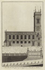 Het noordelijke aanzicht van St Andrews Church in Holborn