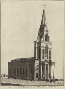 Het noordwestelijke aanzicht van Christ Church in Spitalfields, Londen door English School