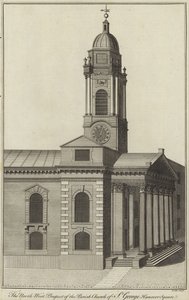 Het noordwestelijke aanzicht van de parochiekerk van St George, Hanover Square, Londen door English School