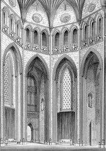 De Octagon, vanuit het zuidoosten, uit Grafische en Literaire Illustraties van Fonthill Abbey door John Britton, 1823