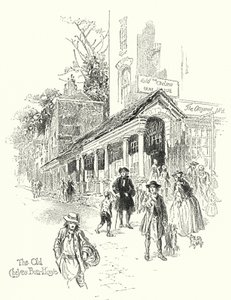 Het oude Chelsea Bun-House (litho) door English School