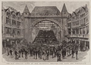 De Oude Engelse Stad bij het Theater van Hare Majesteit, de Poort en het Valhek door English School