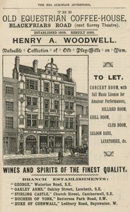 The Old Equestrian Coffee House, Blackfriars Road, Londen door English School
