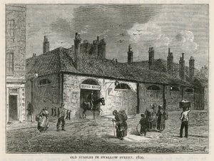 De oude stallen in Swallow Street, Londen door English School