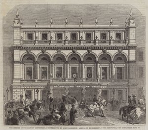 De opening van het Hartley Instituut in Southampton door Lord Palmerston, aankomst van Zijne Edelheid bij het instituut door English School