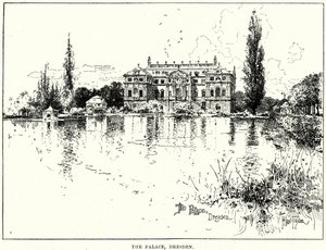 Het paleis, Dresden (gravure)