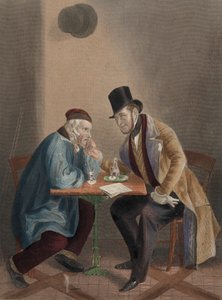 De parlementaire kandidaat drinkt met een lid van het electoraat