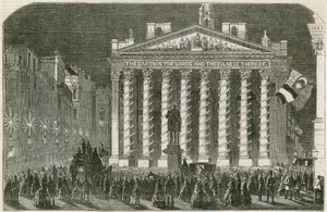 De vredesverlichting bij de Royal Exchange, Londen, 29 mei 1856 door English School