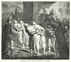 Het volk van Naftali in ballingschap gevoerd door de Assyriërs (gravure) door English School