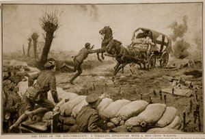 Het gevaar van de niet-strijder, een spannende avontuur met een Rode Kruis-wagen