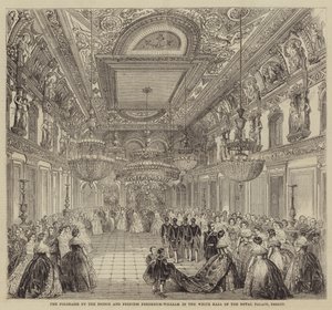 De Polonaise door de prins en prinses Frederick-William in de Witte Zaal van het Koninklijk Paleis, Berlijn (gravure) door English School