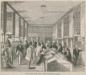 Het Prerogative Testamentenbureau, Doctors Commons, Londen door English School