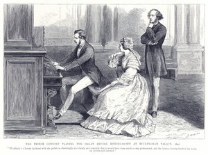 De Prins-Gemaal speelt orgel voor Mendelssohn in Buckingham Palace, 1842 door English School