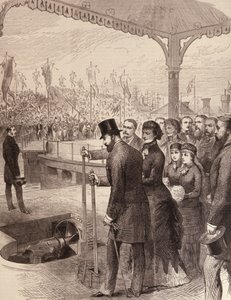 De Prins van Wales Opent de Nieuwe Noordelijke Docks in Liverpool, uit The Illustrated London News, 17 september 1881 door English School