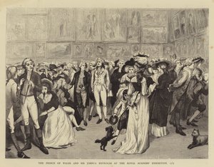 De prins van Wales en Sir Joshua Reynolds op de tentoonstelling van de Koninklijke Academie door English School