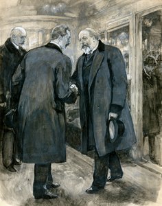 De Prins van Wales begroet de Duitse Keizer, Charing Cross Station, 20 januari 1901 door English School