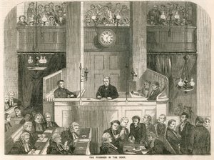 De gevangene in het beklaagdenbankje, de Old Bailey door English School