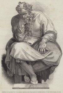 De profeet Jeremia, uit het schilderij van Michelangelo in de Sixtijnse Kapel, Rome