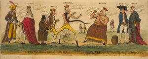 De Pruisische prijsvechter en zijn bondgenoten proberen keizerlijke Kate te temmen, of de toestand van de Europese beurzen, 1791 door English School