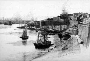 De Kades van de Grote Haven, Valetta, Malta, uit 