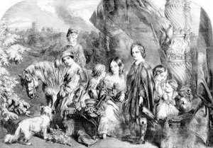 De koningin en haar kinderen in Windsor Great Park, uit de 