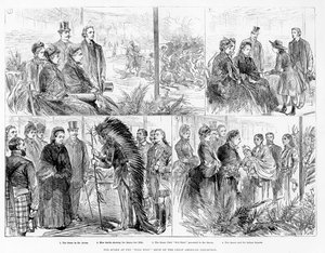 De Koningin bij de Wild West Show van de Grote Amerikaanse Tentoonstelling, 1887 door English School