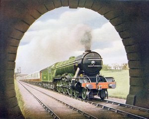 De koningin van Schotland van de Noordoostelijke Spoorweg, illustratie uit The Wonder Book of Railways, veertiende editie bewerkt door Harry Golding, 1929 door English School