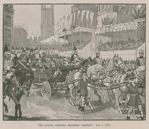 De koningin opent het Holborn Viaduct, Londen door English School