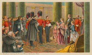 De Koningin ontvangt de Krimhelden in Buckingham Palace door English School