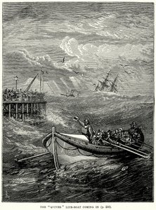 De "Quiver" reddingsboot komt binnen (gravure) door English School