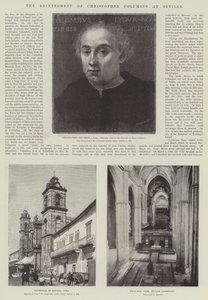 De herbegrafenis van Christoffel Columbus in Sevilla (gravure) door English School