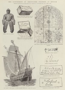 De herbegrafenis van Christoffel Columbus in Sevilla (gravure) door English School