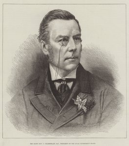 De Rechtse Eerwaarde J Chamberlain, MP, Voorzitter van de Lokale Overheidsraad