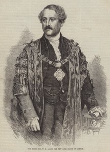 De zeer eerbiedwaardige W F Allen, de nieuwe burgemeester van Londen (gravure) door English School