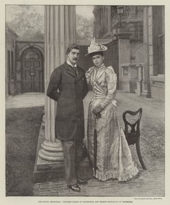 Het koninklijke verloving, prinses Marie van Edinburgh en prins Ferdinand van Roemenië door English School